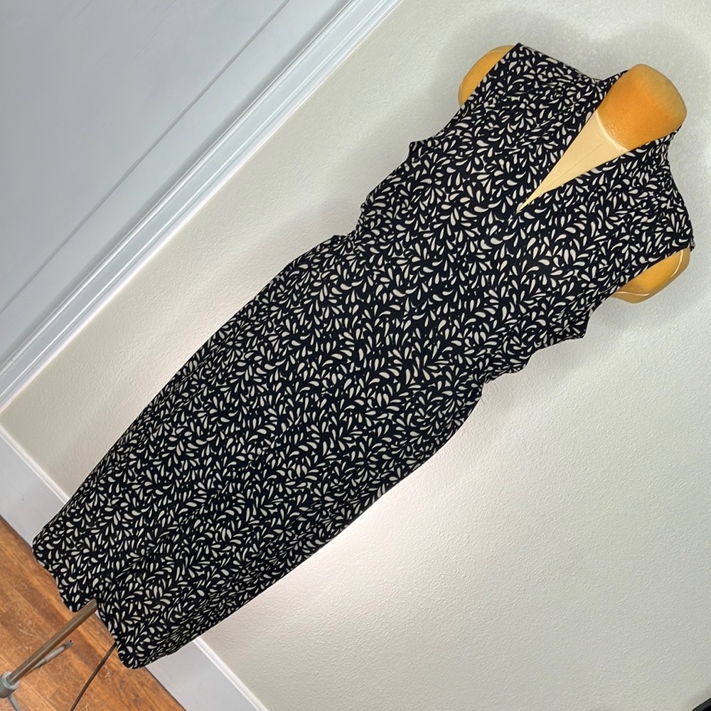 Black and Tan Patterned Tie Back Dress